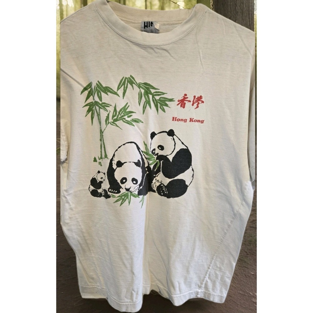 Panda T Shirt Hong Kong Bamboo Animal Graphic Vintage Single Stitch Mens M